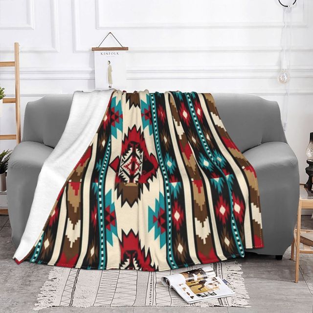 Vintage Native American Blanket Sofa Cover Flannel Spring Autumn Bohemian Geometric Warm Throw Blanket for Sofa Travel Bedspread