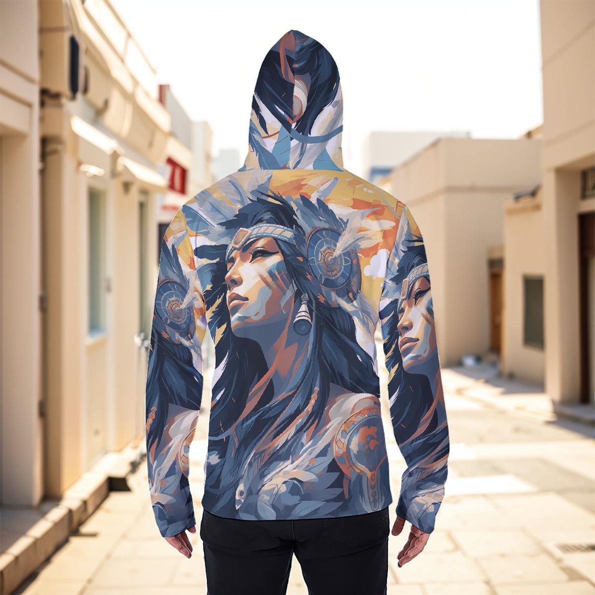 Eco-friendly All-Over Print Men's Masked Hoodie