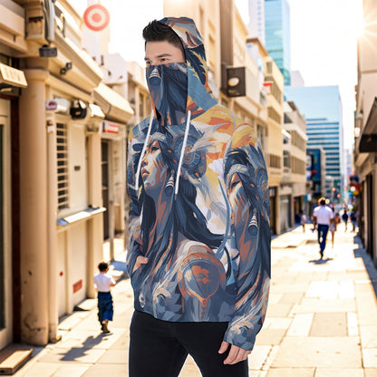 Eco-friendly All-Over Print Men's Masked Hoodie