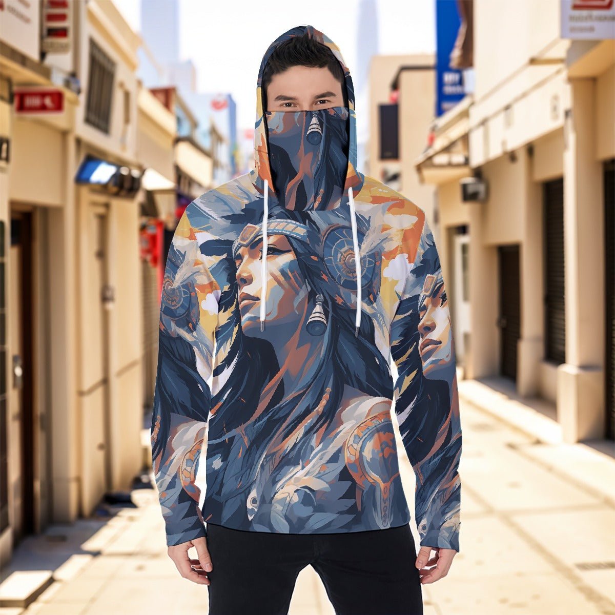 Eco-friendly All-Over Print Men's Masked Hoodie