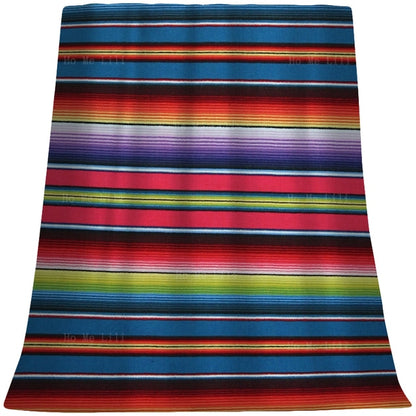 Ethnic Aztec American Native Tribal Indian Colorful Stripes Geometry Vintage Flannel Blanket Fit For Sofa Travel Office Camp Use