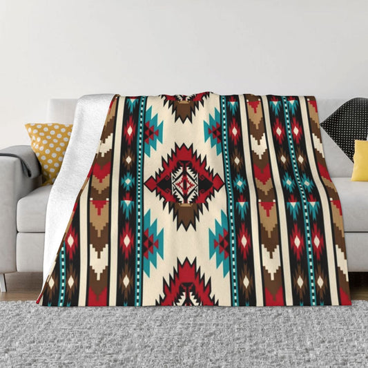 Vintage Native American Blanket Sofa Cover Flannel Spring Autumn Bohemian Geometric Warm Throw Blanket for Sofa Travel Bedspread
